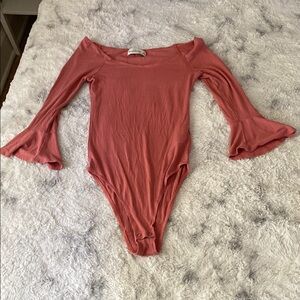 Abercrombie & Fitch Pink Bodysuit with Bell Sleeves